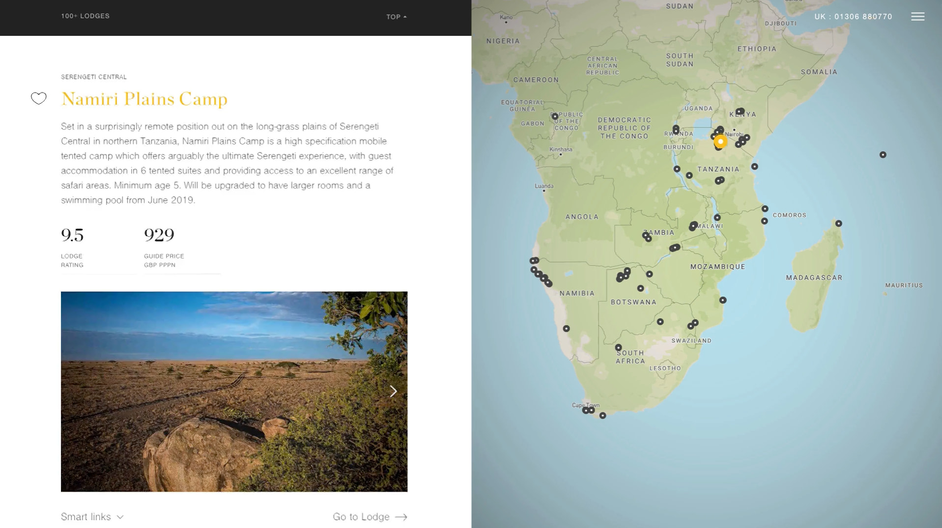 UX designed interactive map for finding lodges