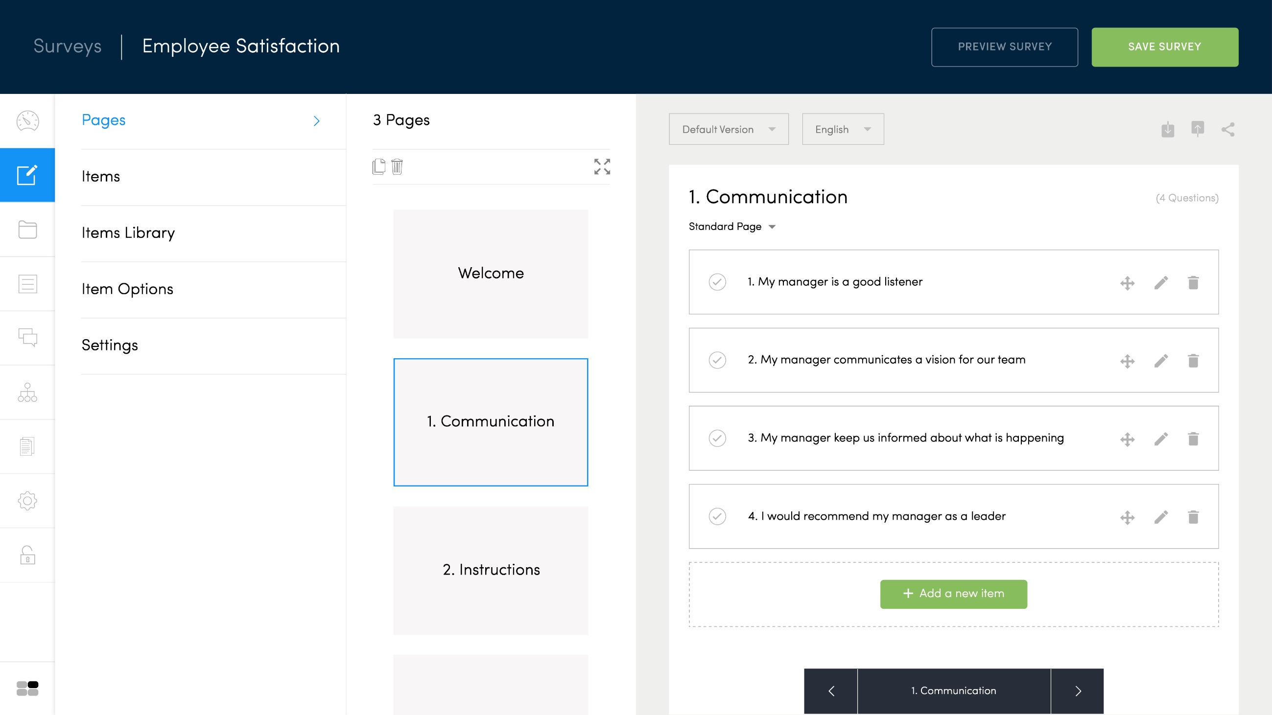 creating a new survey