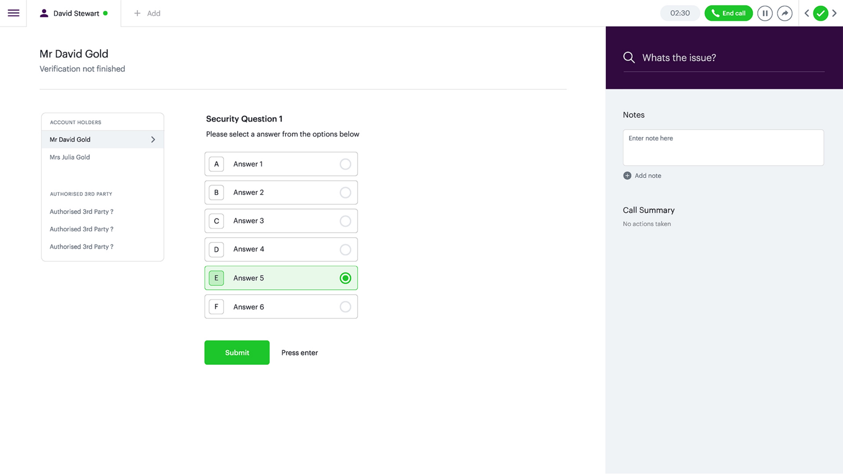 Account Creation security questions