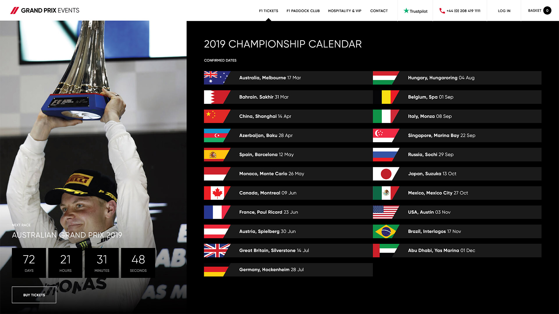 Grand Prix Events Desktop Menu