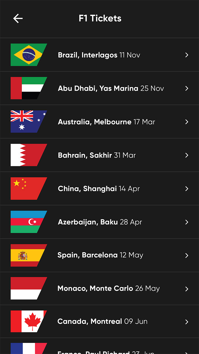 Grand Prix Events mobile menu